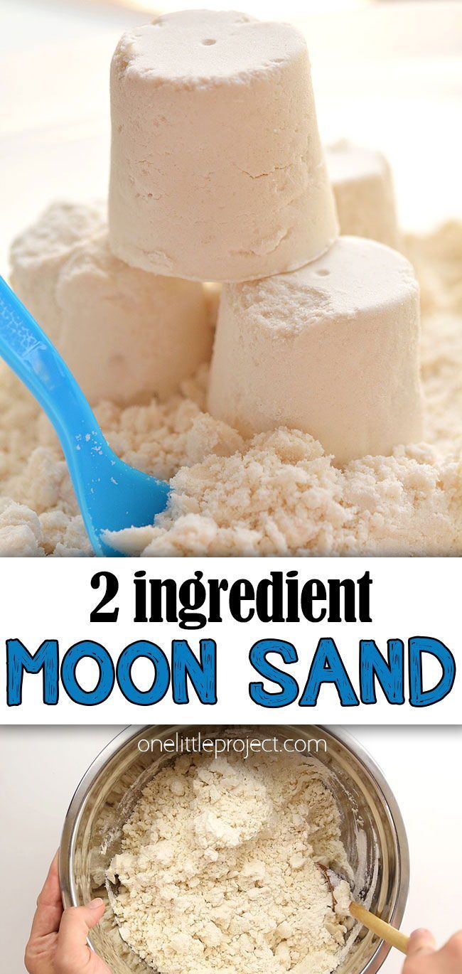two ingredient moon sand recipe for kids to make with marshmallows and other ingredients