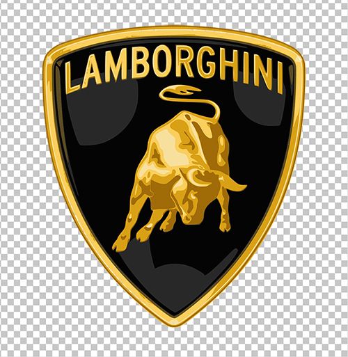 the lamb logo on a black and gold shield, with an image of a bull
