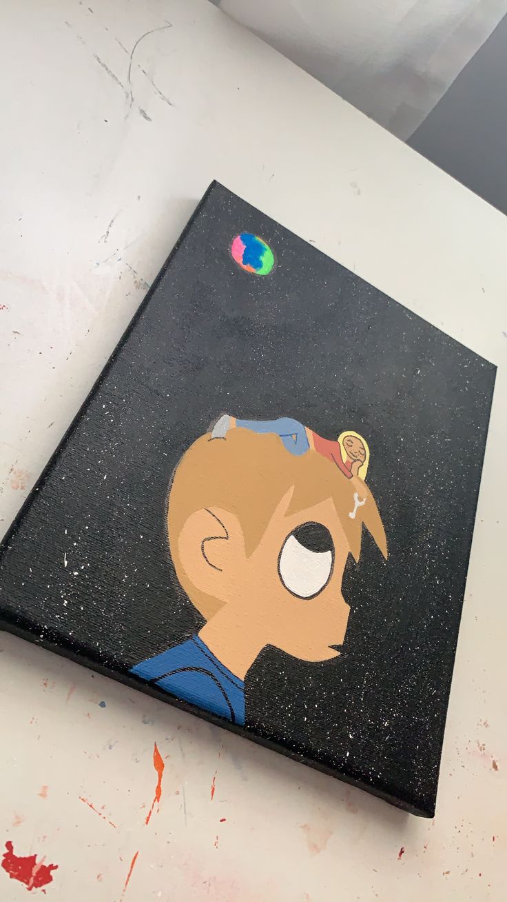 a painting of a cartoon character on a canvas