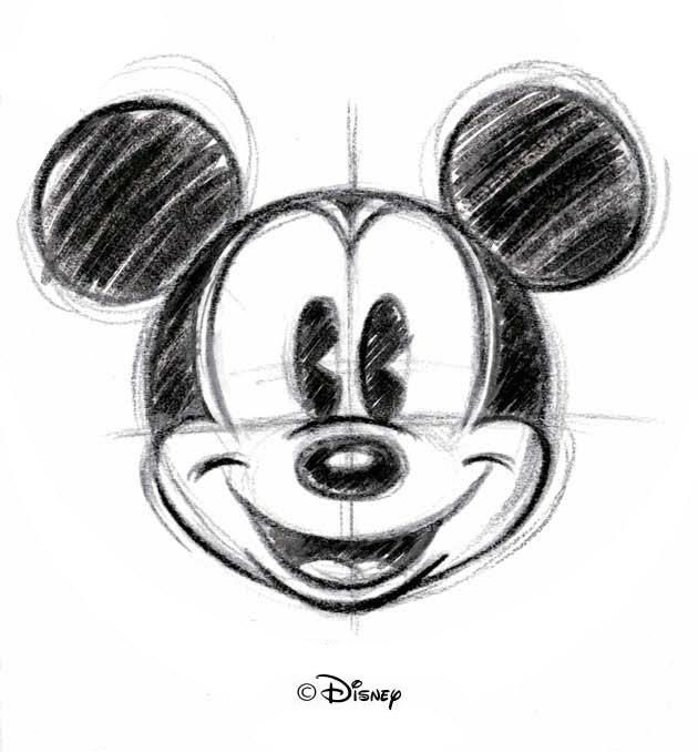 a drawing of mickey mouse's face