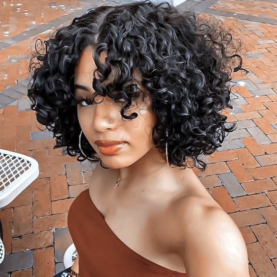 Item: Soul Lady Bouncy Curly Bob Wig Side Part Real HD Lace Wigs Hair Material: 100% Virgin Human Hair Wigs, No Fibbers & No Synthetic Hair Wig Density:180% Density. Thick Full FromTop To Ends; Enough to meet your requirement, bigger density wig is available for you. Hair Color:Natural Black Hair Texture: Jerry Curly Hair, Tight Bouncy Curly Hair. Hair Length:12-14 Inch Hair Features: Pre Plucked Hairline,100% True To Length. No Tangle,No Shedding, Healthy, Soft, No Impurities, No Strange Smell, Curly Bob With Side Bangs, 3c Pixie Curly Hair, Short Curly Hair 3b 3c, Bob Wig Side Part, Bouncy Curly Hair, Bob With Side Bangs, Bob Haircut Curly, Curly Bob Wigs, Prom Hairstyles For Short Hair