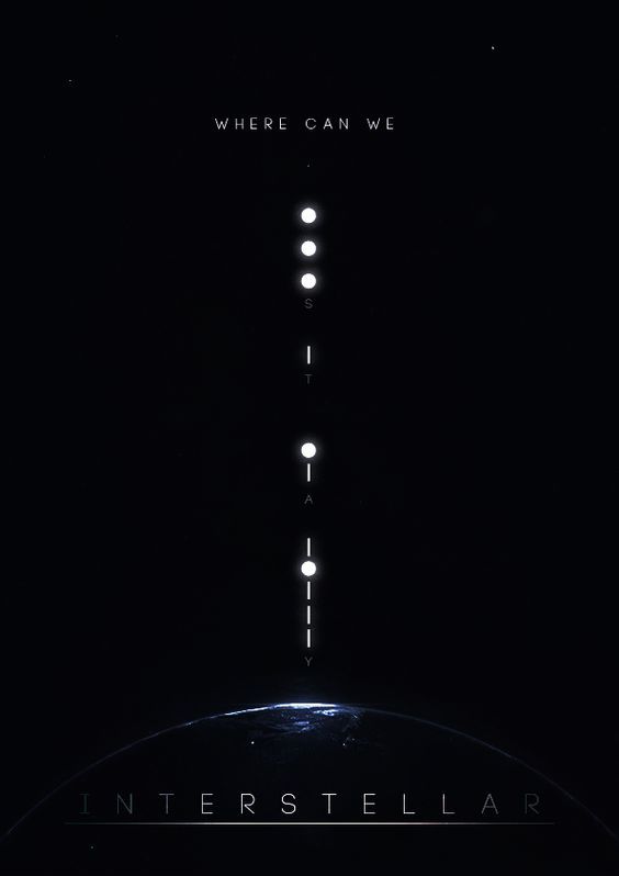 the poster for intersteular, which is written in white on a black background