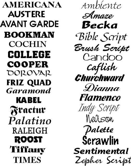 some type of font used to spell out the names in english and latin scripts