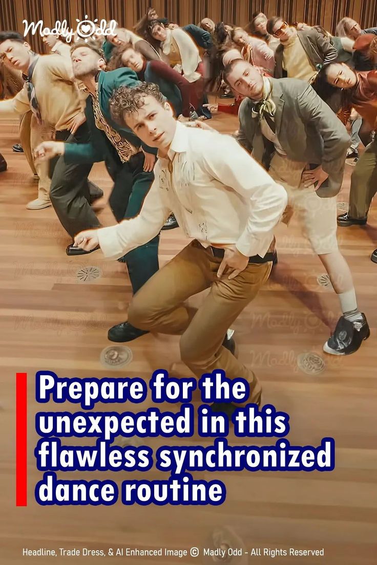 a group of people dancing on a wooden floor with text overlay that reads prepare for the unexpected in this flameless synconized routine