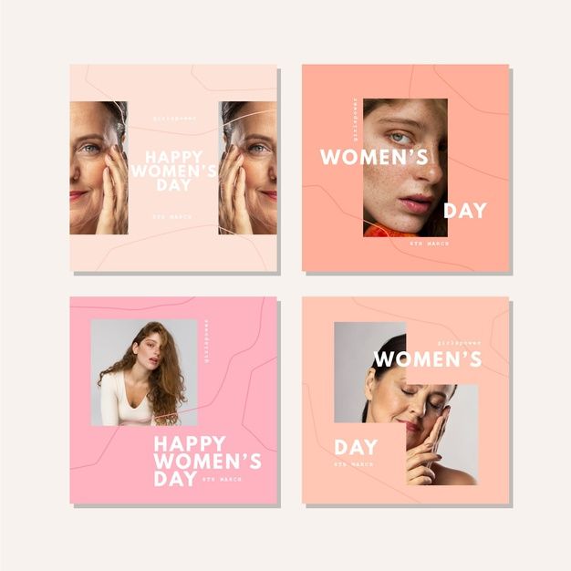 four different women's day cards with the words happy women's day on them