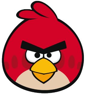 an angry red bird with big eyes