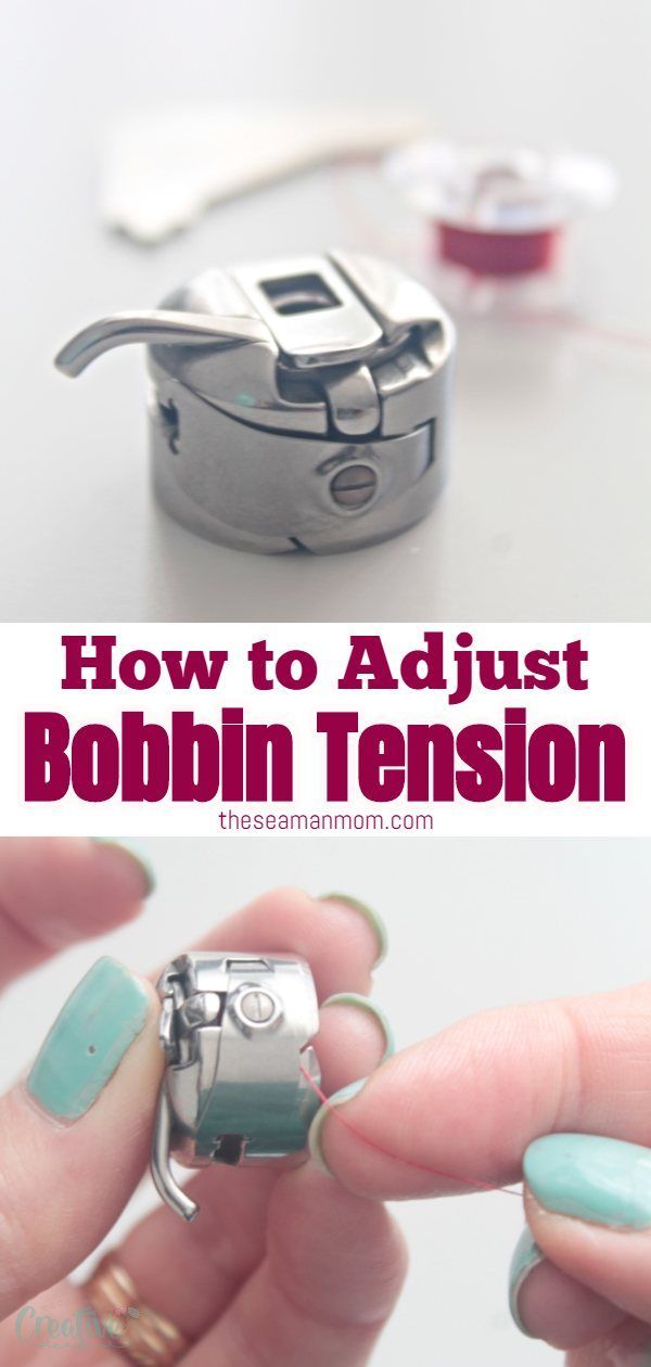 a person holding a small metal object with the words how to adjust bobbin tension