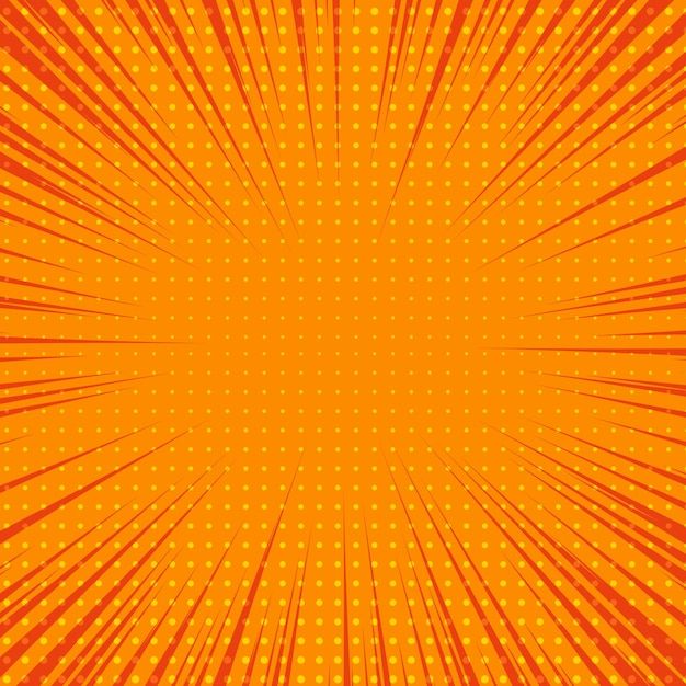 an orange and yellow background with halftone dots in the shape of a sunburst