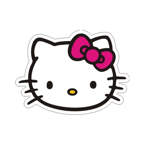 a hello kitty sticker with a pink bow on it's head is shown