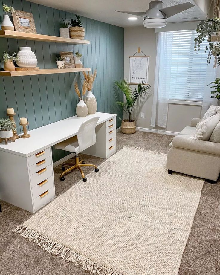 a living room filled with furniture and lots of plants