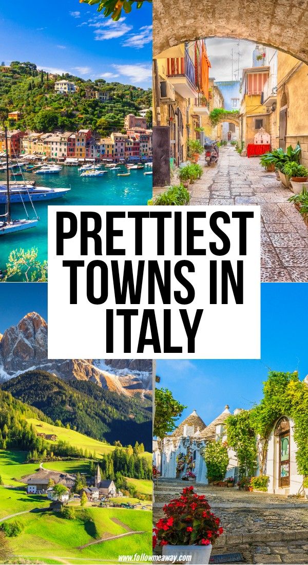 a collage of photos with the words prettiest towns in italy on it