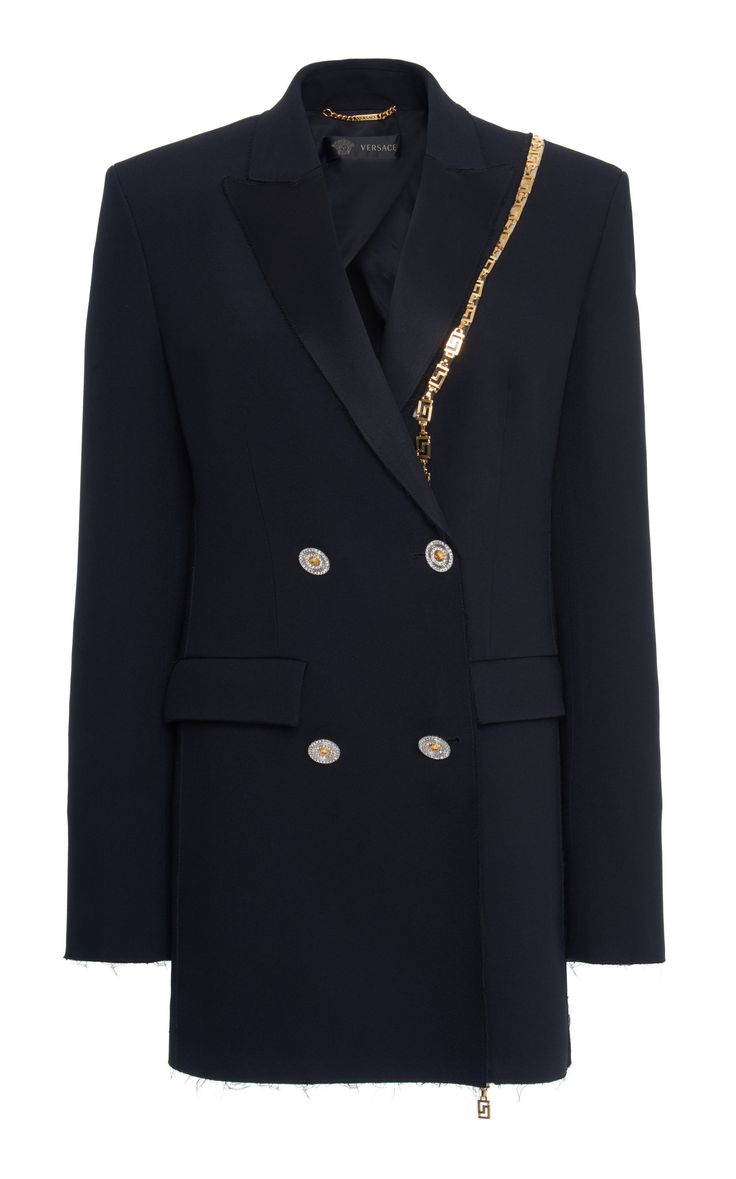 Crepe Blazer, Versace Fashion, Fashion Closet, Versace Collection, Wool Blend Coat, Double Breasted Suit Jacket, Global Fashion, Monsta X, Moda Operandi