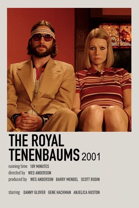 the royal tenebaums poster with two people sitting next to each other on a couch