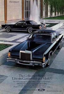 an advertisement for the lincoln continental and mark v