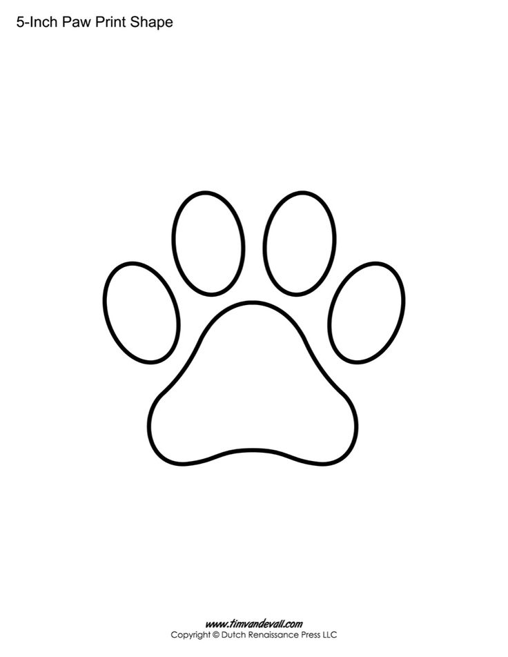 an animal paw printable with the words, 5 - inch paw print shape on it