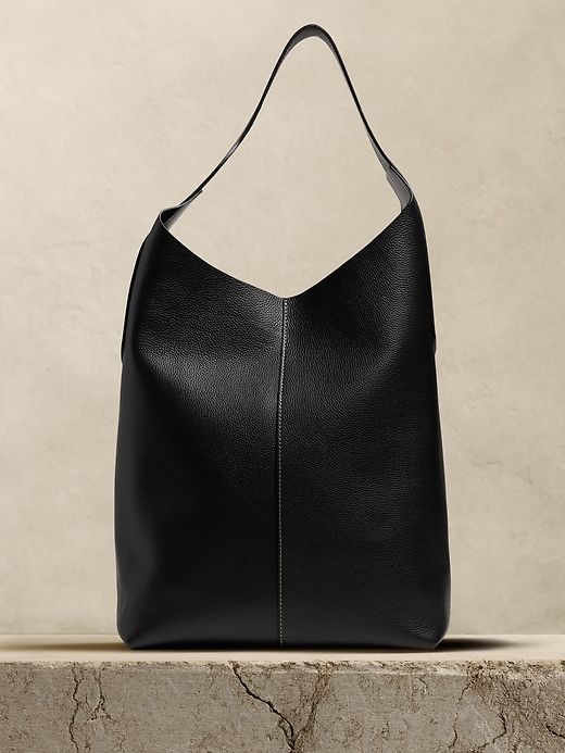 Slouchy Vida Bag | Banana Republic Women's Handbags, Los Angeles, Angeles, Slouchy Tote, Pocket Books, Black Leather Tote Bag, Everyday Fashion Outfits, Black Leather Tote, Spring 2023