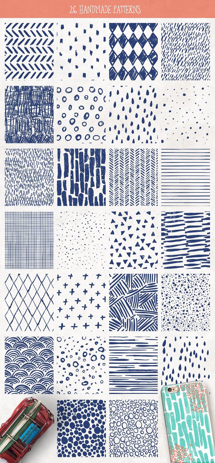 the blue and white patterns are featured in this graphic design book, which is also available for