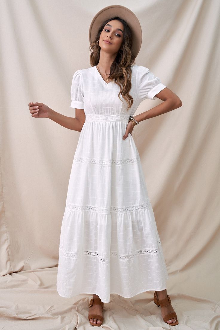 White Short Sleeves V-neck Cotton Maxi Dress With Zipper Back
#maxidress #whitedress #newdress #fashion Simple White Cotton Dress, Maxi Dress With Short Sleeves, White Cotton Midi Dress, Womens Maxi Dress, Casual White Dress Long, White Cotton Dress Summer, White Summer Dress Long, White Maxi Dress Casual, Cotton Maxi Dress Summer