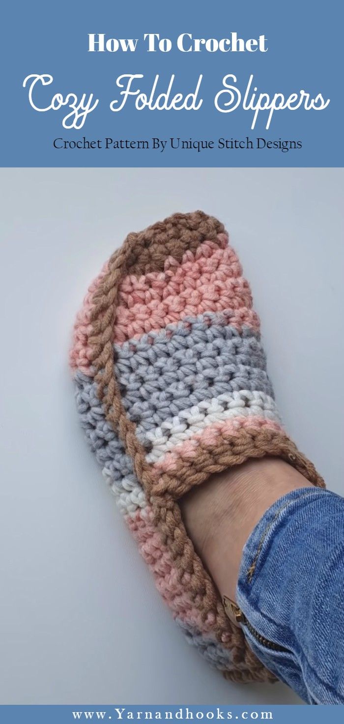 someone is wearing crocheted slippers with the text how to crochet cozy folded slippers