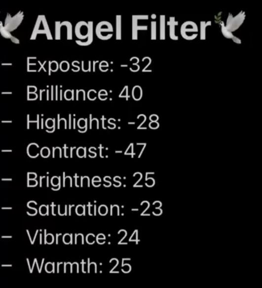 an angel filter is shown on the screen
