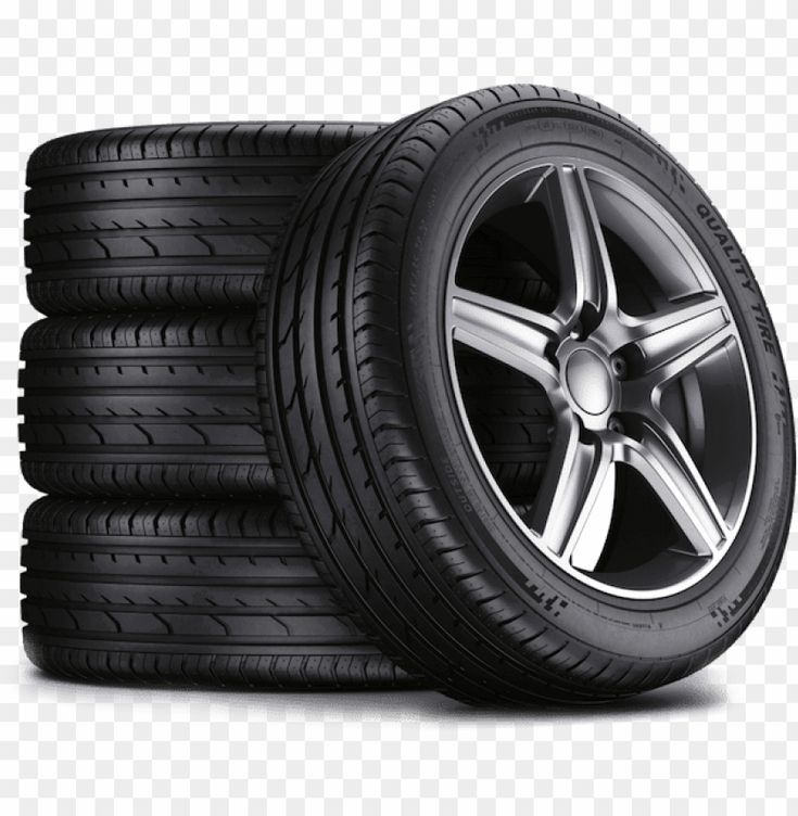 four tires stacked on top of each other in front of a white background with no shadow