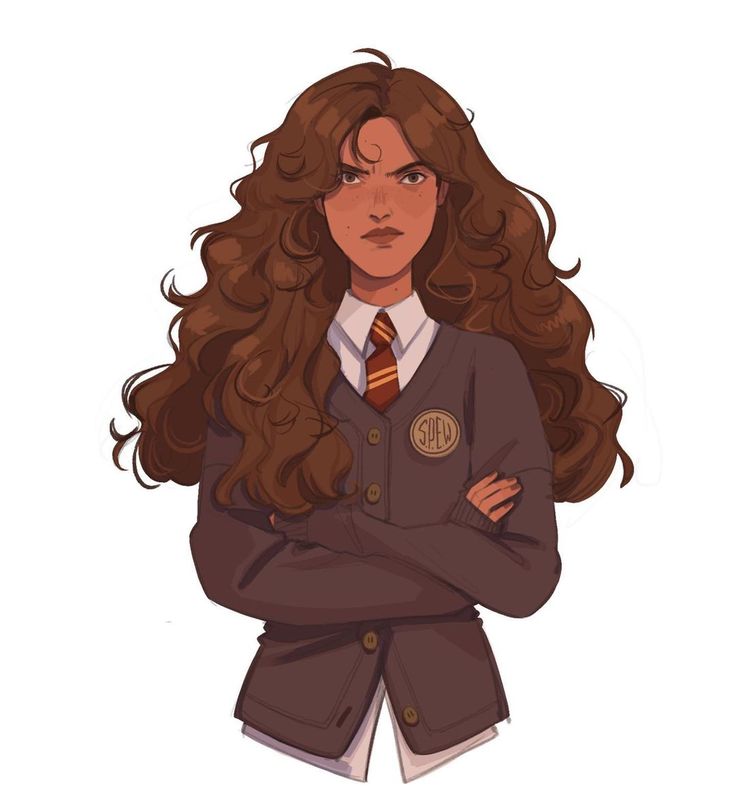 a drawing of a woman with long hair wearing a school uniform and holding her arms crossed