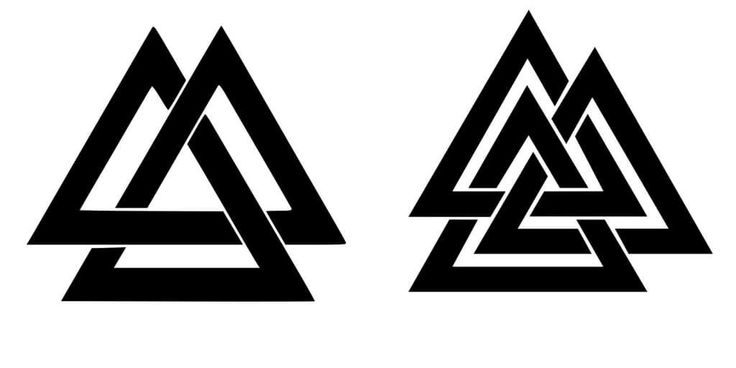 two black and white logos with triangles