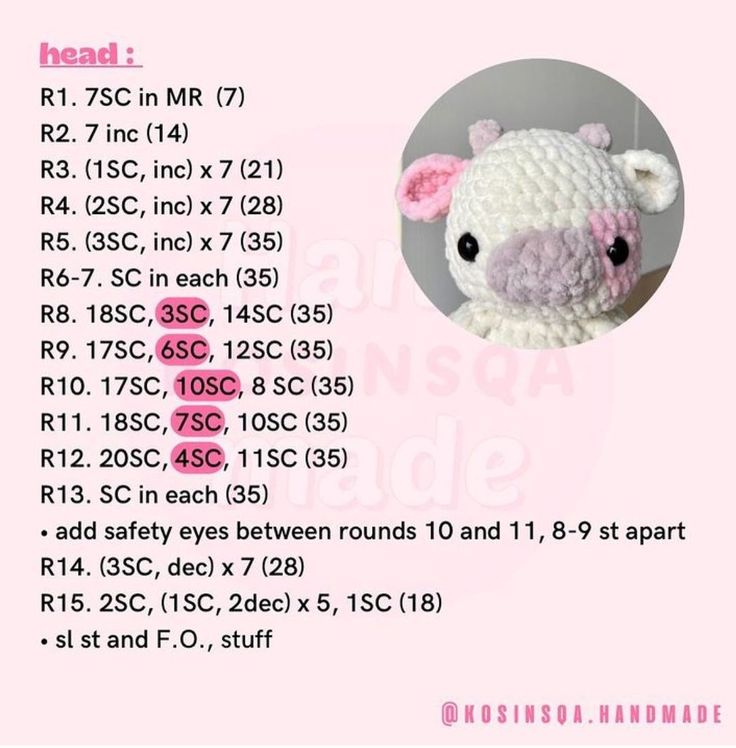 a crocheted sheep head is shown with the instructions for how to make it