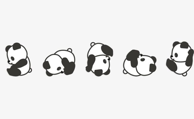 three panda bears sitting in different positions