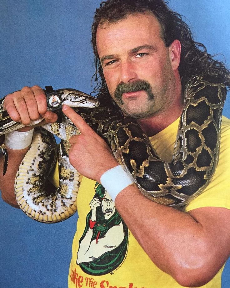 a man holding a snake in his right hand