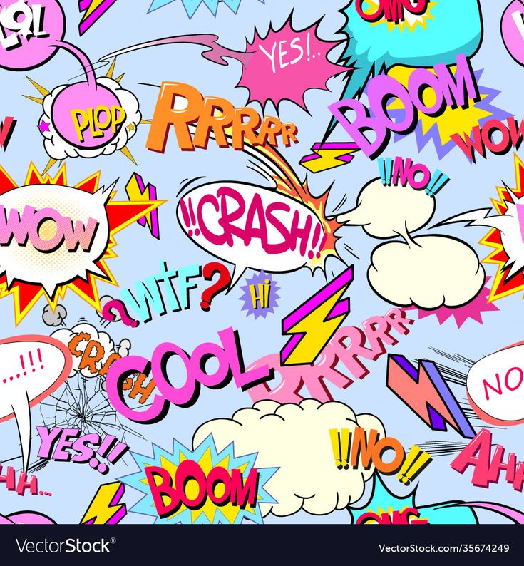 colorful comic speech bubbles on blue background