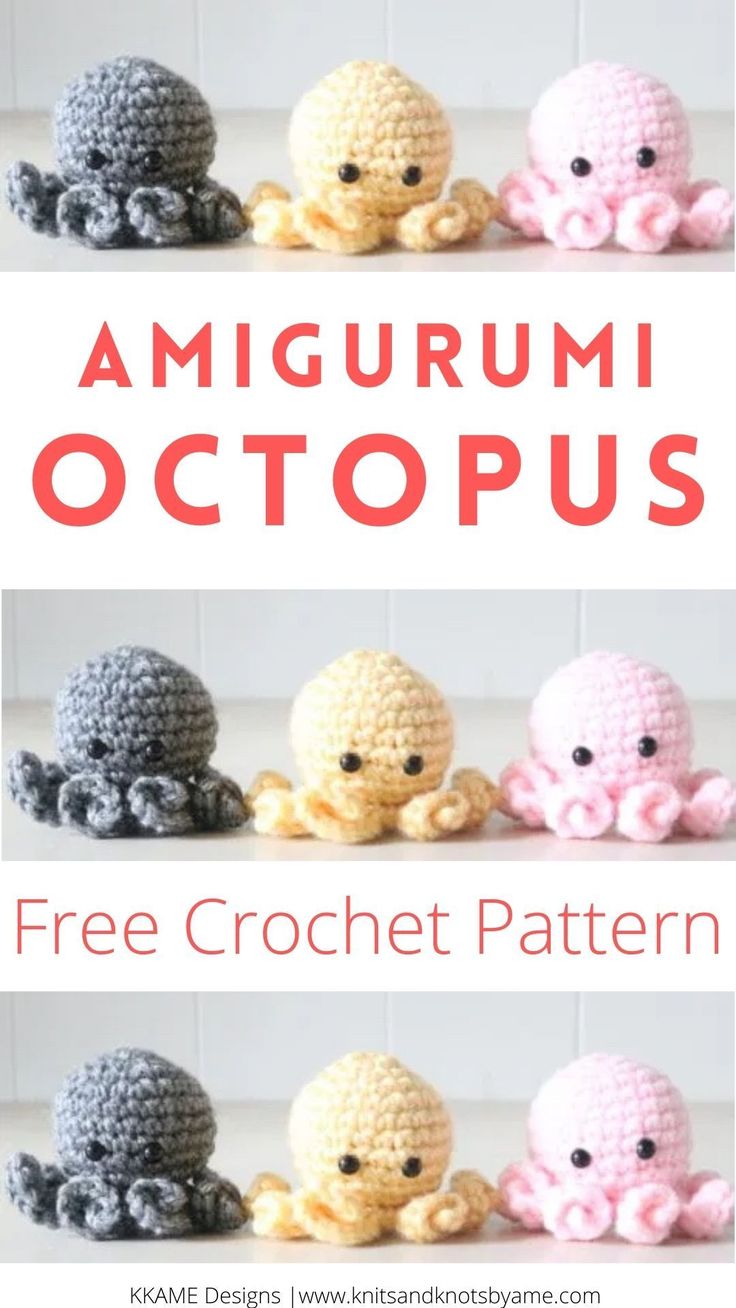 crochet pattern for amigurmi octopus with text overlay that says, free crochet pattern