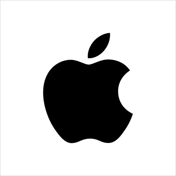 an apple logo is shown in black on a white background with the letter's symbol