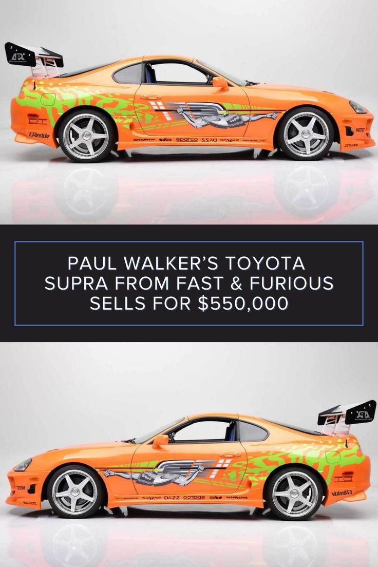 an orange car is shown with the words paul walker's toyota surf from fast and fabulous