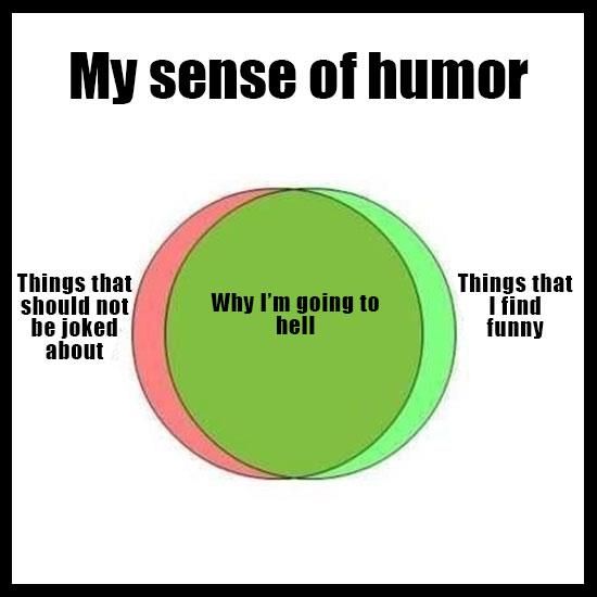 a venn diagram with the words,'my sense of humor '