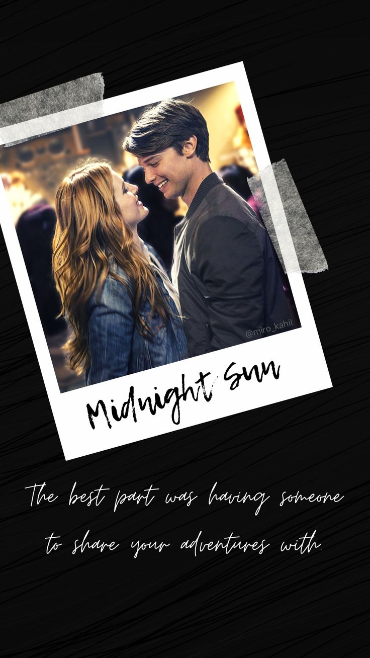 a couple kissing each other with the caption midnight sun