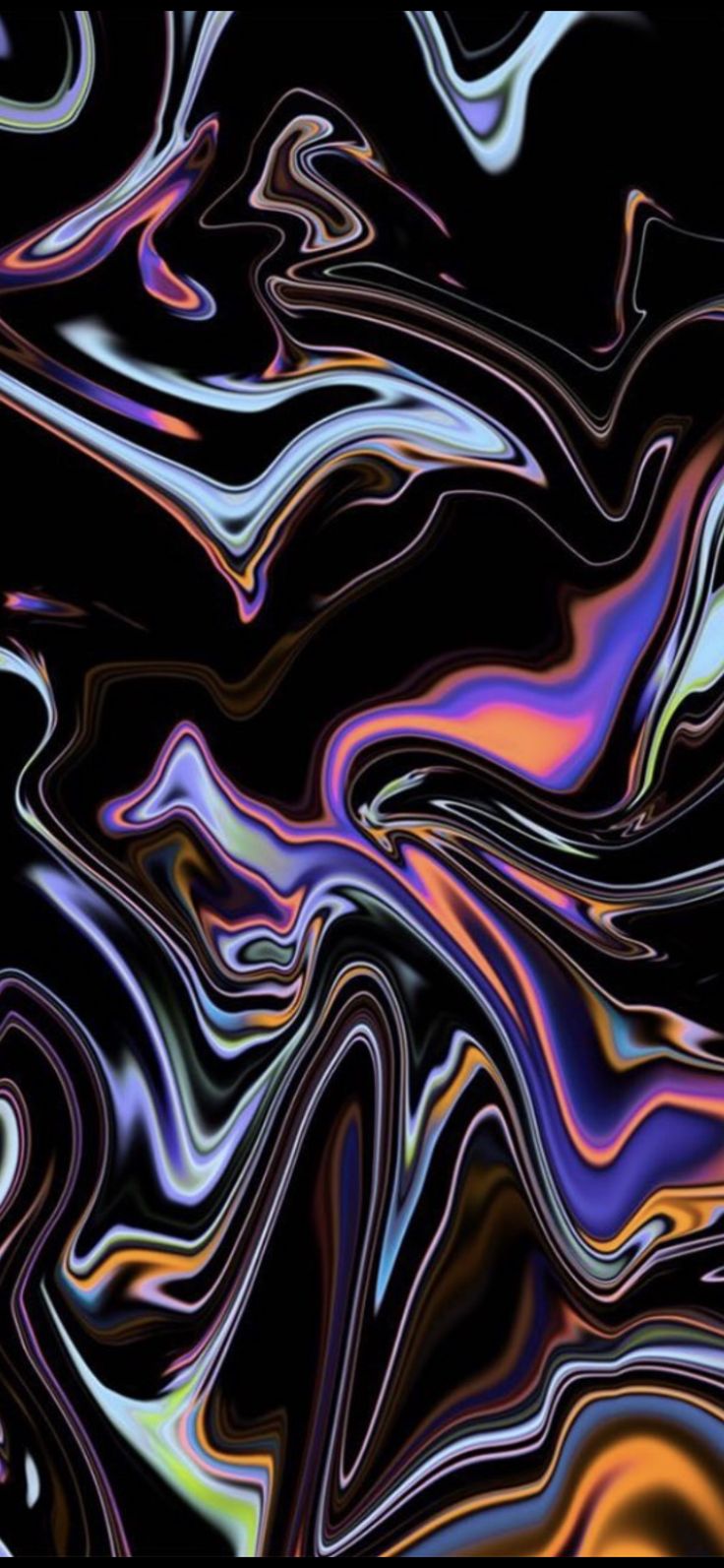 an abstract background with multicolored lines and swirls in black, blue, pink, yellow and orange