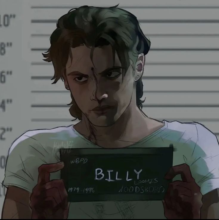 a man holding a sign that says billy in front of his mugshots with the words billy written on it