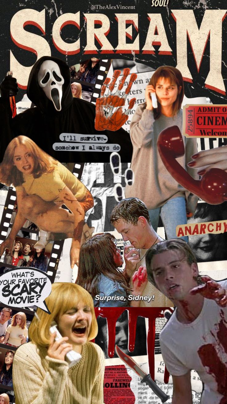 a collage of scream pictures with people in the background and text that reads scream