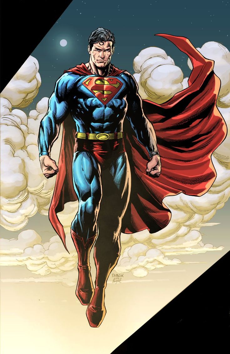 superman flying through the air with his cape open in front of clouds and moon behind him