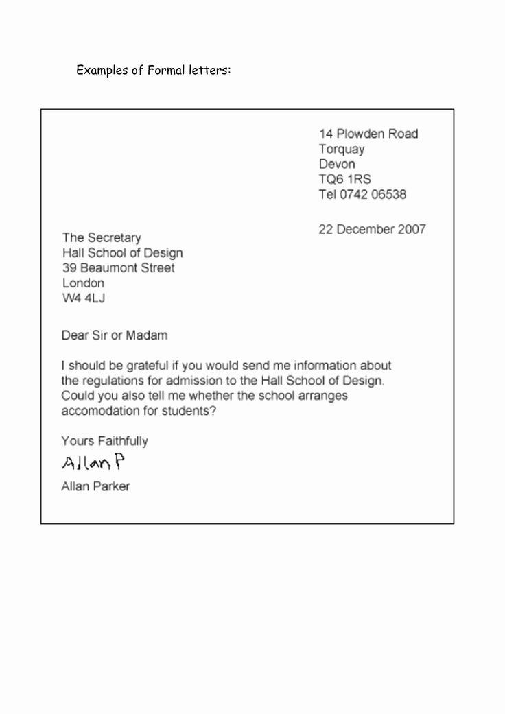 an orange and white letterhead with the words examples of formal letters