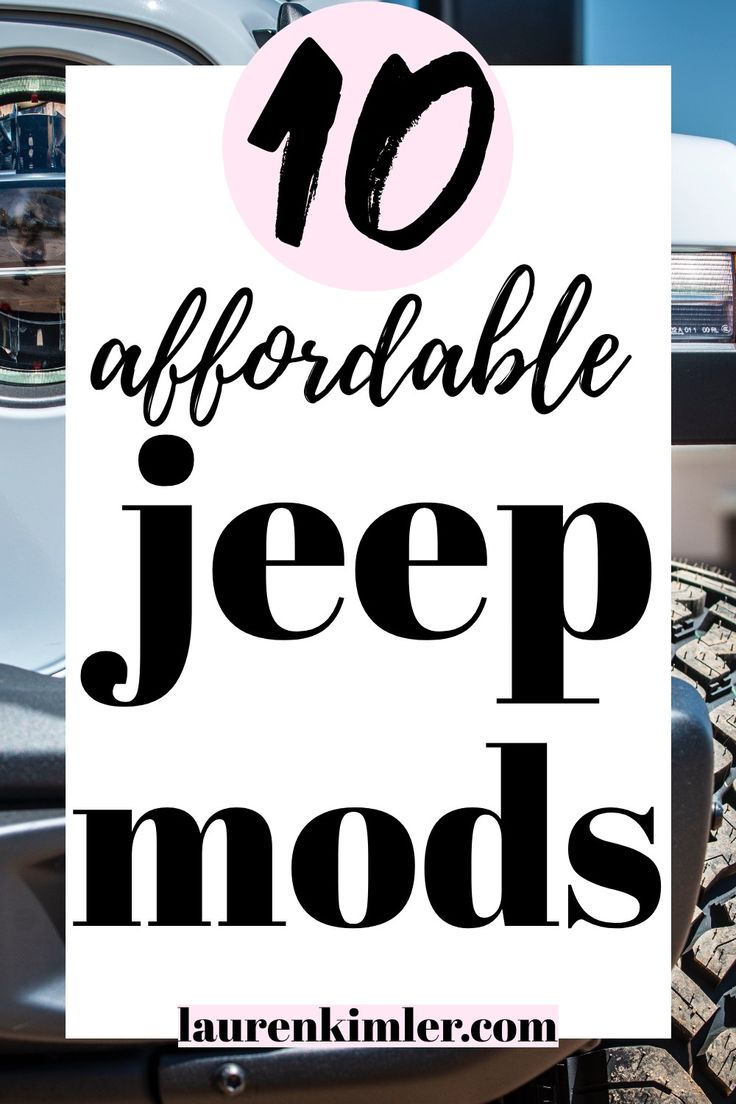 the words jeep mods are written in black on a white sign that says,'10