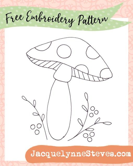 the free embroidery pattern for this mushroom