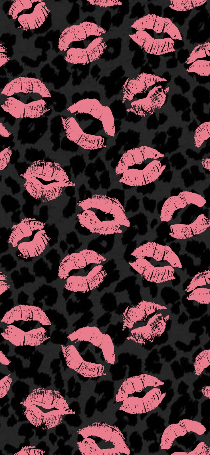pink lips on black and leopard print fabric by misshapenroses on spoonflowerstreek com