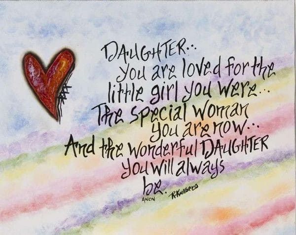 a drawing of a heart with the words daughter on it and a poem written below