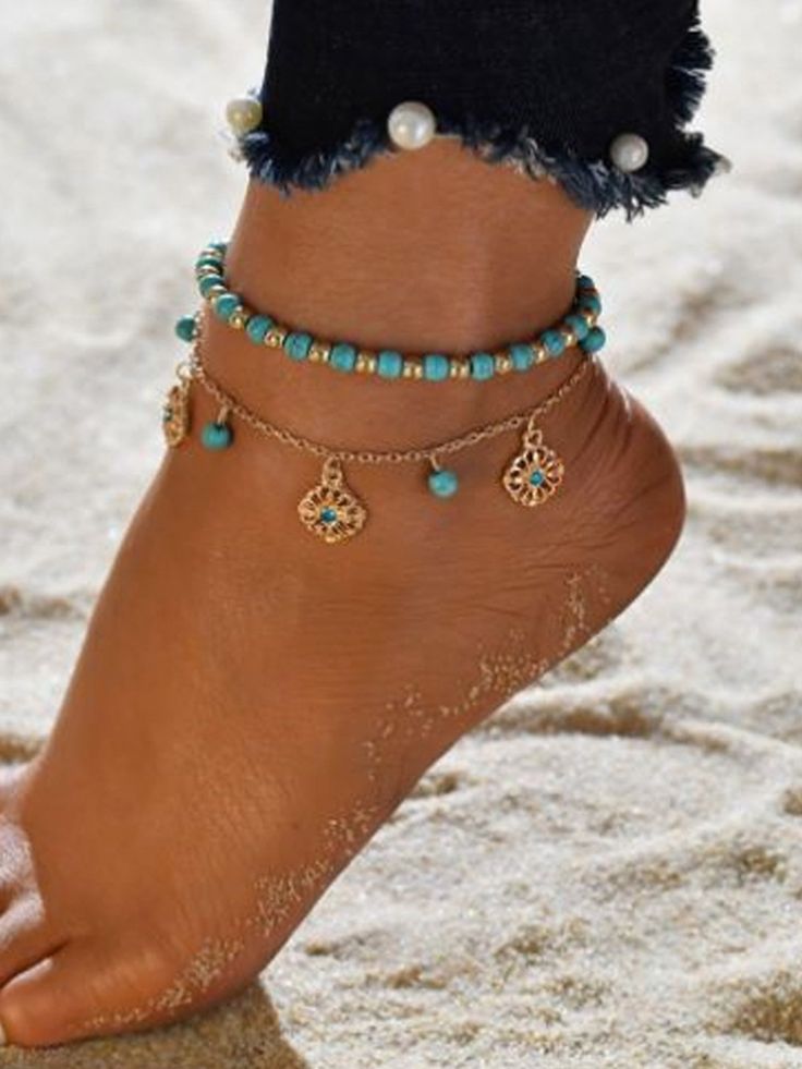 Anklets is fashionable and cheap, come to Justfashionnow to find out about the Jewelry Turquoise Anklet, Beaded Ankle Bracelets, Charm Anklet, Summer Anklets, Beaded Ankle, Blue Charm, Women Anklets, Beach Anklets, Stil Vintage