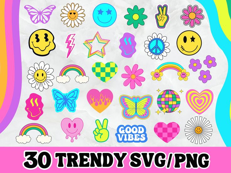 30 trendy svg / png stickers