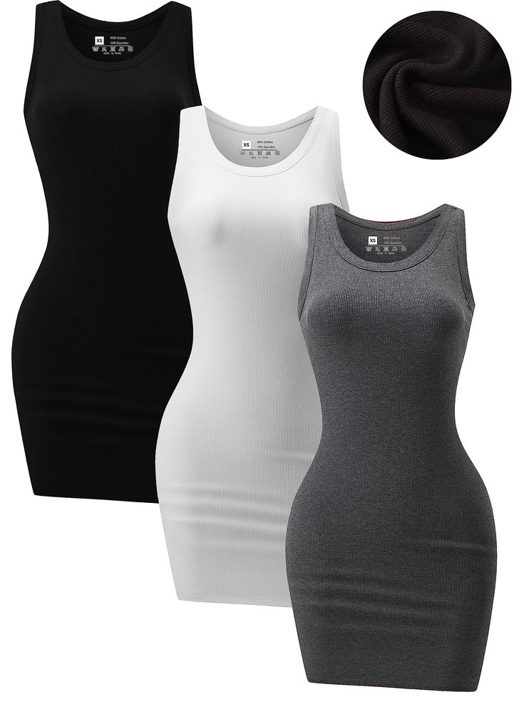 PRICES MAY VARY. 95% Cotton, 5% Spandex Imported Pull On closure Hand Wash or Machine Wash Material: women's sexy ribbed tank dress is made with high quality knit soft fabrics, skin-friendly,lightweight and great stretchy, this tank top dress make you more comfortable. The ruched bodycon dresses for women excellent stretching and excellence in workmanship makes stylish look.This casual summer dress is a must-have Item for every women’s wardrobe. Feature: Slim fit, crewneck ribbed tank dress,roun Summer Dresses Outfits Black Women, Basic Clothes To Have, Amazon Dresses Black Women, Skin Dress Outfit, Wardrobe Must Haves Woman, Black Bodycon Dress Outfit Casual, Slim Dress Outfit, Body Con Dress Casual, Black Tank Dress Outfit