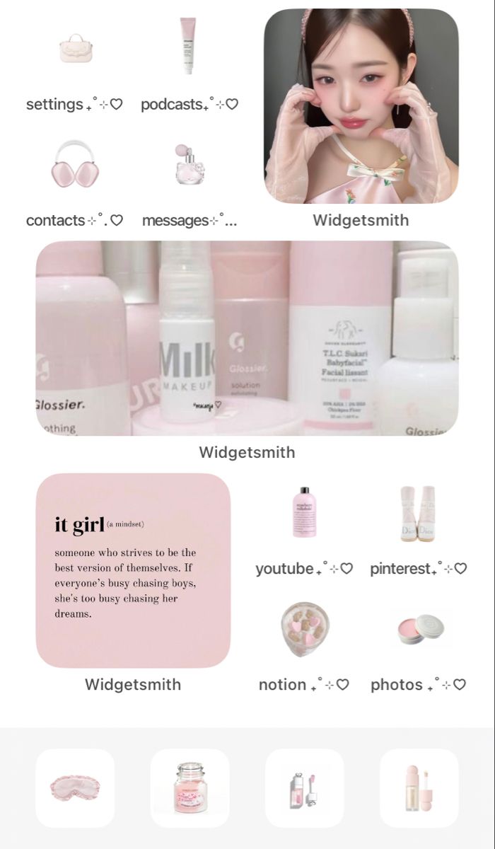 the website is displayed with many different items in pinks and whitest, as well as