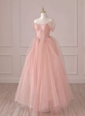 Pink Shiny Tulle Sweetheart Long Layers Party Dress, A-line Pink Tulle – Cutedressy Pink Tulle Prom Dress, Formal Dresses Graduation, Off Shoulder Evening Dress, Princess Prom Dresses, Pink Evening Dress, Long Formal Dress, Pink Formal Dresses, Pink Prom Dress, Pink Prom